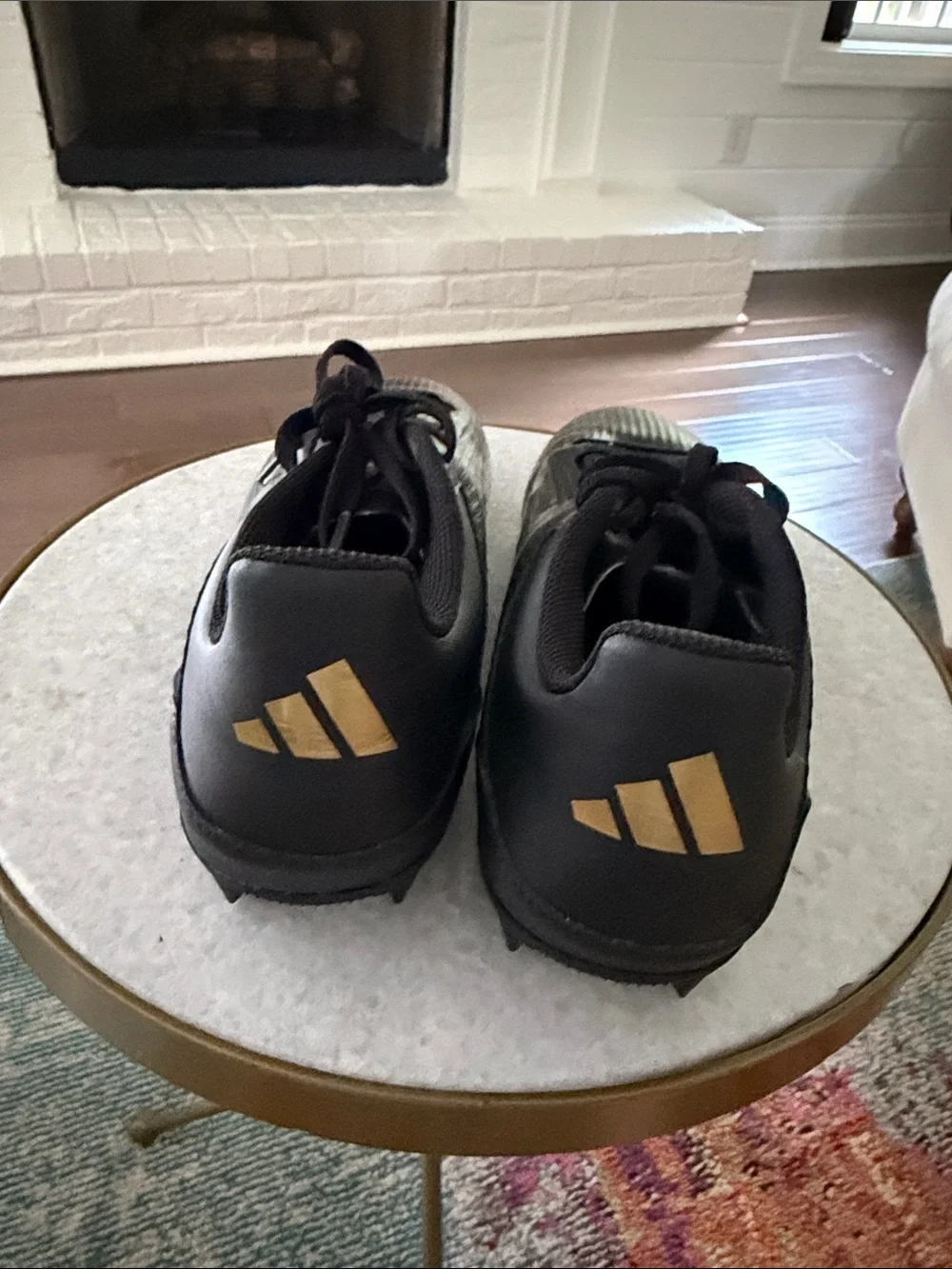 adidas Men’s Black Soccer Cleats with Silver Stripes